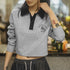 Premium Women's Retro Polo Sweatshirt – Embroidered Crop Pullover for Sporty Streetwear Looks